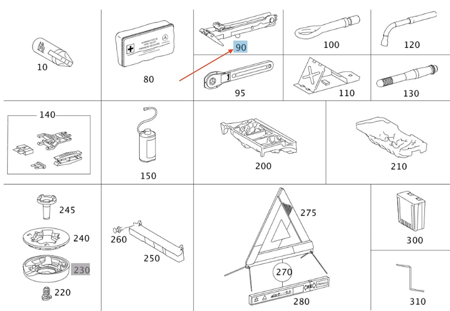 NEW MERCEDES-BENZ ML W164 LIFT JACK A1645800218 ORIGINAL
