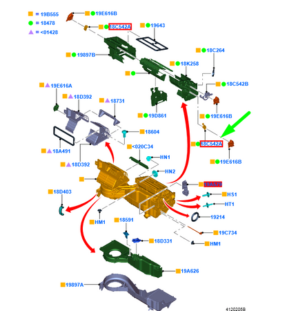 new ford ranger t6 mk1 heater left link 5362545 eb3b-18d697-aa original