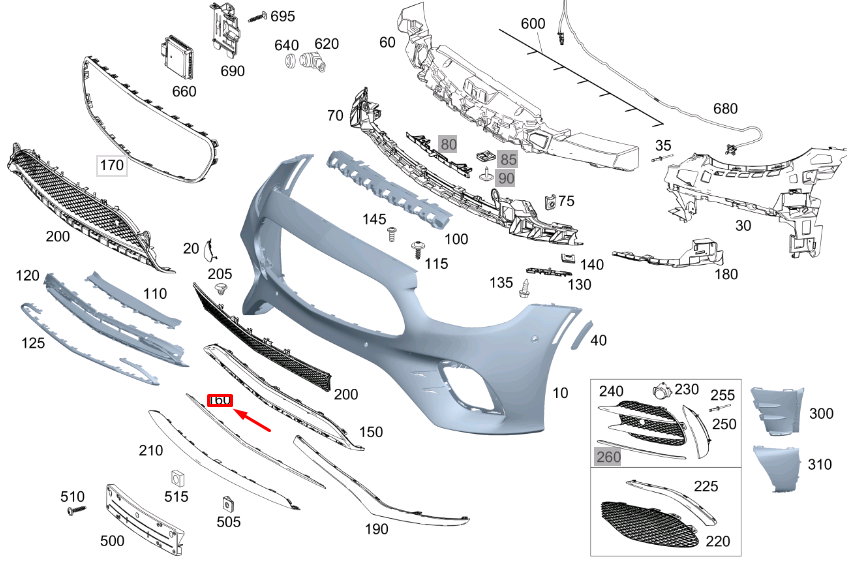 new mb e c238 front bumper lower center trim molding a2388856600 original