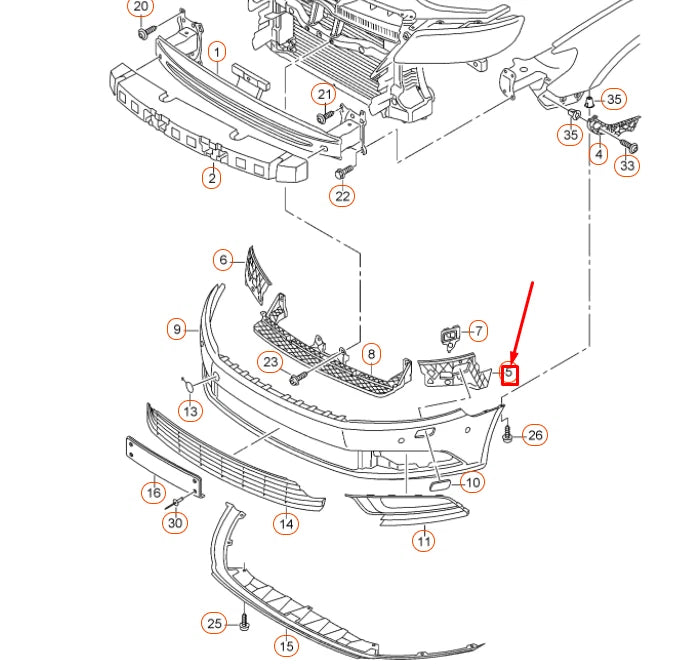 NEW VOLKSWAGEN CC FRONT BUMPER RIGHT GUIDE PIECE 3C8807178A ORIGINAL
