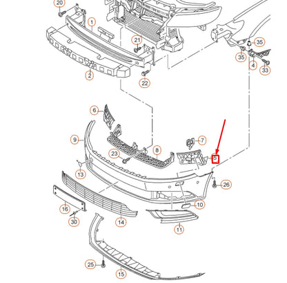 NEW VOLKSWAGEN CC FRONT BUMPER RIGHT GUIDE PIECE 3C8807178A ORIGINAL