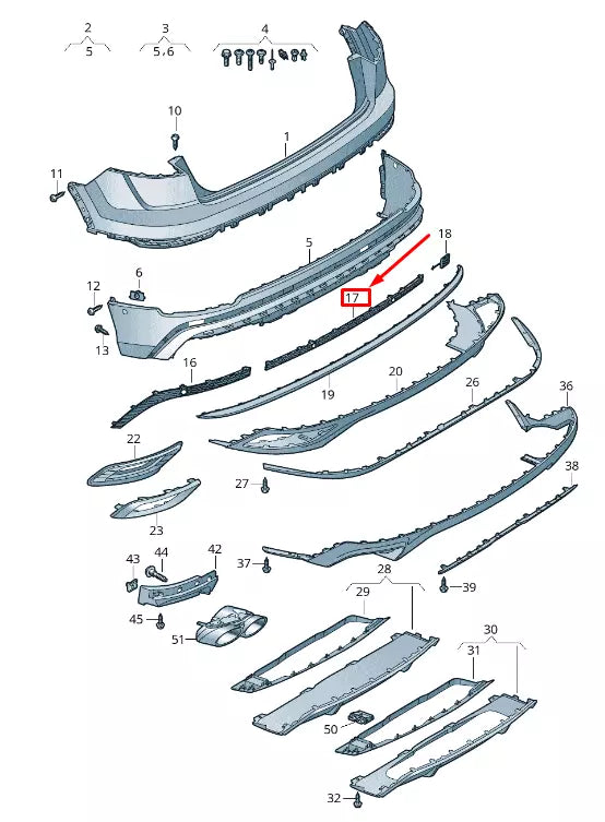 NEW AUDI Q8 4MN REAR LOWER BUMPER TRIM 4M88078239B9