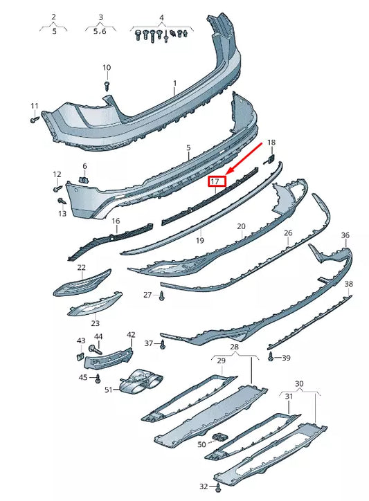 NEW AUDI Q8 4MN REAR LOWER BUMPER TRIM 4M88078239B9