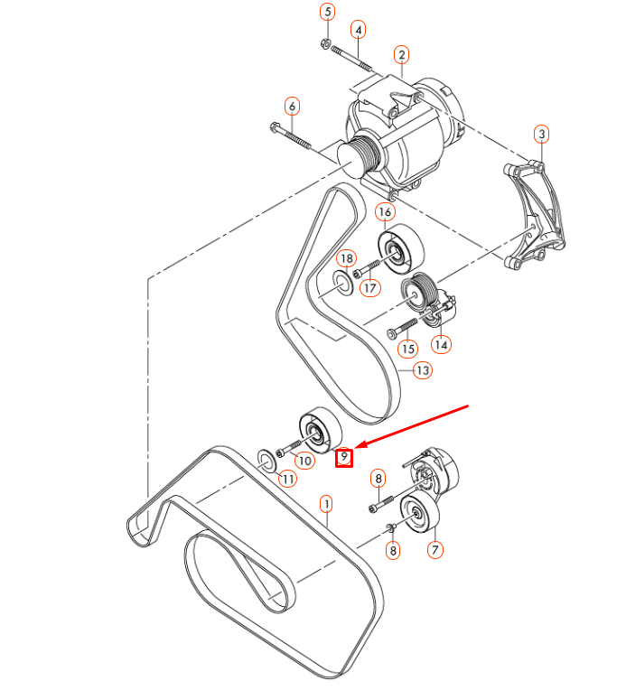 NEW AUDI A4 B8 BELT IDLER PULLEY WITH BOLT 06E903341G ORIGINAL
