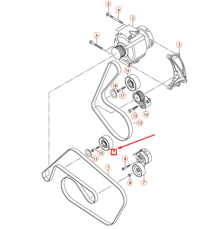 NEW AUDI A4 B8 BELT IDLER PULLEY WITH BOLT 06E903341G ORIGINAL
