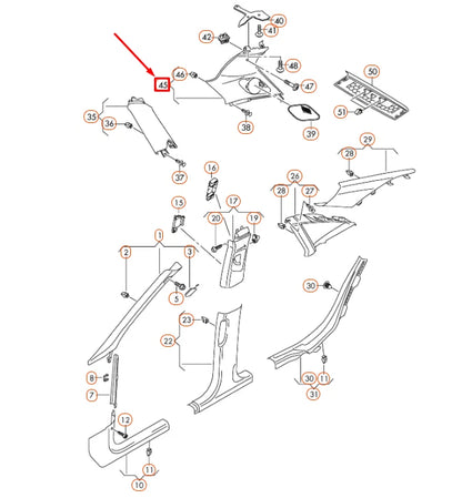 NEW AUDI A4 B8 D-PILLAR RIGHT TRIM 8K9867246V48 ORIGINAL