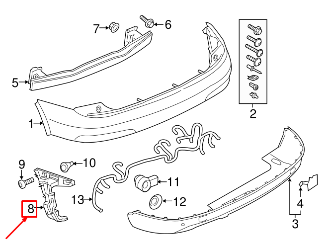 new audi q3 8u rear right bumper guide 8u0807454a original