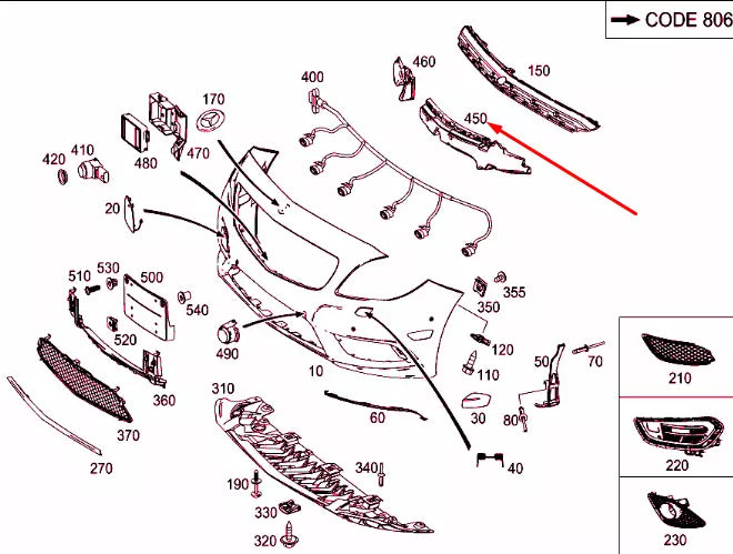 NEW MERCEDES-BENZ CLA C117 FRONT CENTER IMPACT ABSORBER A1178850900 ORIGINAL