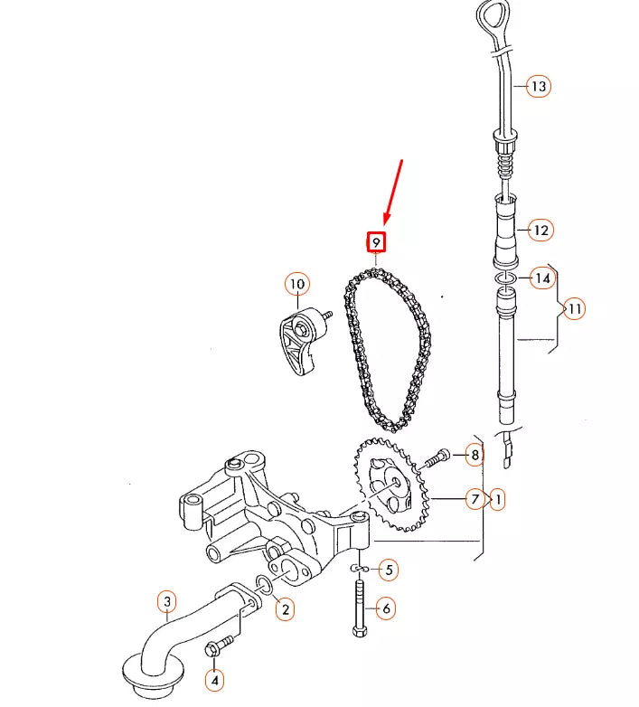 NEW AUDI A4 B7 OIL PUMP DRIVE CHAIN 038115230 ORIGINAL