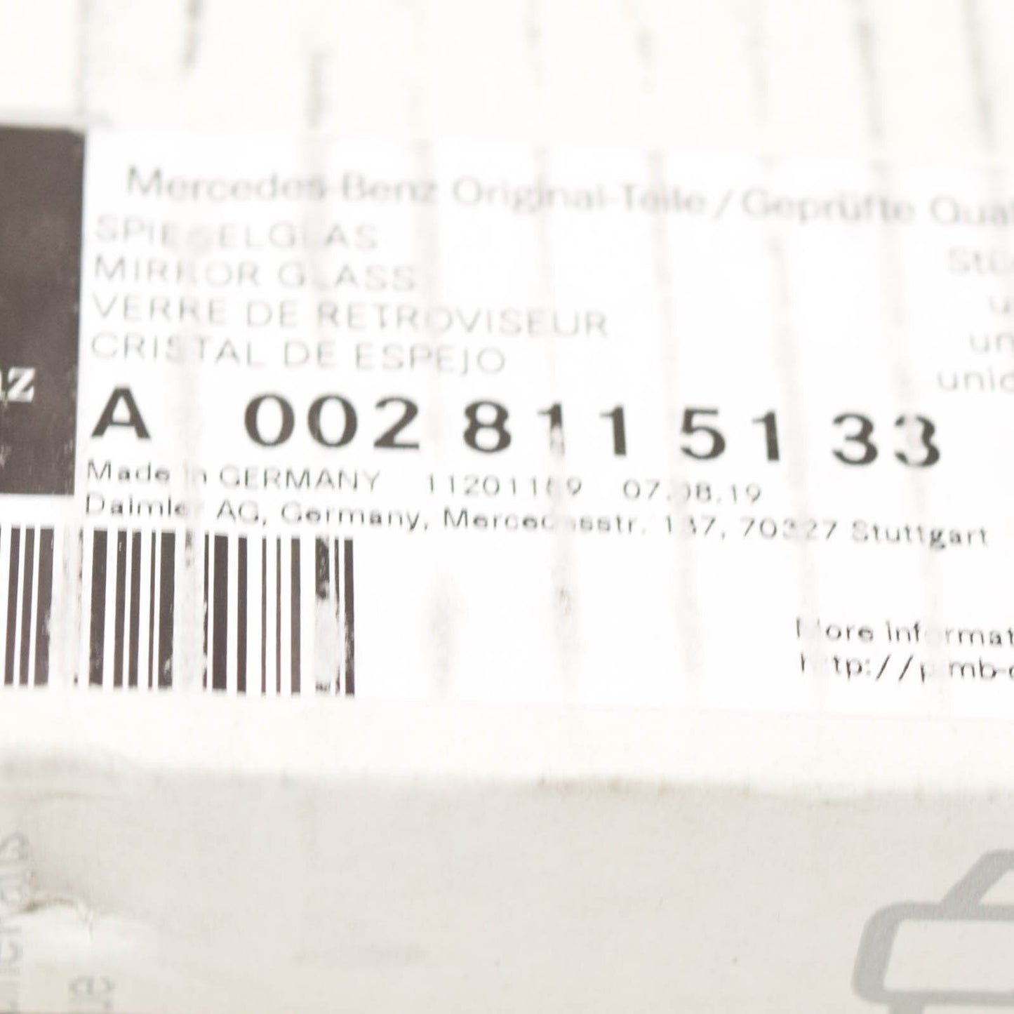 NEW MB SPRINTER 906 FRONT RIGHT DOOR TOP MIRROR GLASS LHD A0028115133 ORIGINAL