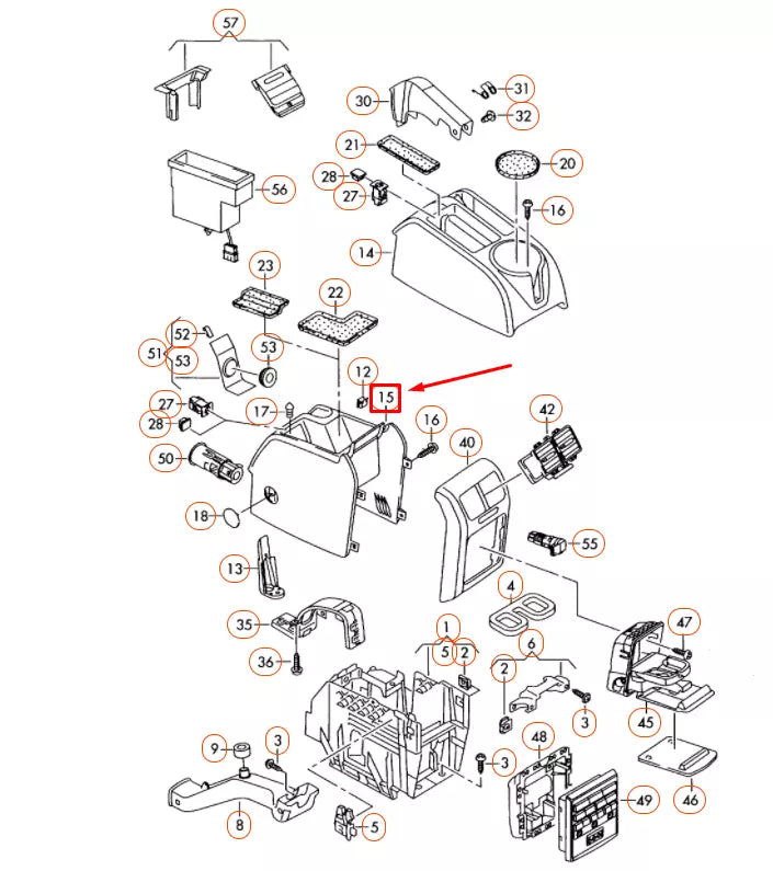NEW VOLKSWAGEN JETTA A5 REAR CENTER CONSOLE 1K0863323R82V ORIGINAL