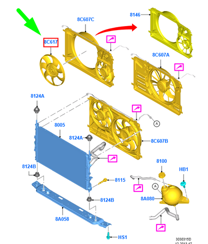 new ford transit mk4 radiator fan assy 6c11-8c617-cc 1695329 original