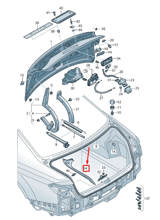 NEW AUDI A8 4N REAR RIGHT TRUNK LID TRIM COVER 4N0827598