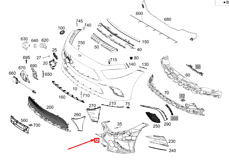 new mercedes-benz cls c257 front right bumper basic carrier a2578854001 original