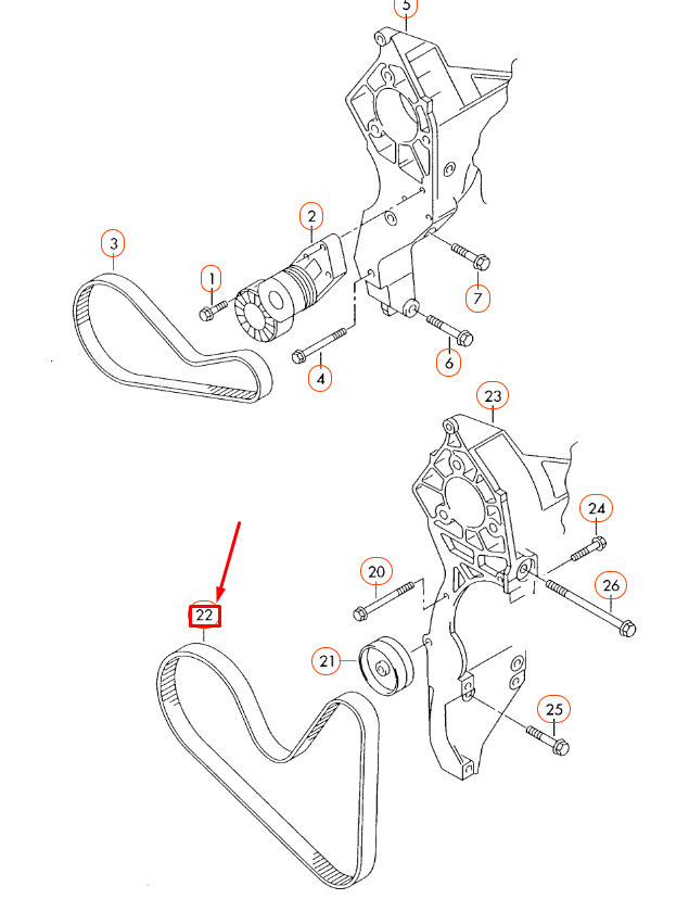 new audi a3 8p poly v-ribbed belt 022145933ah original