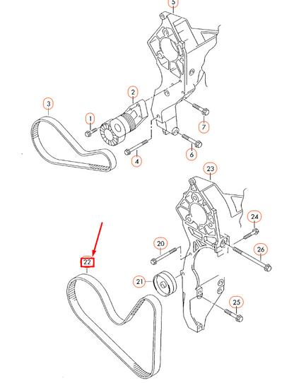 new audi a3 8p poly v-ribbed belt 022145933ah original