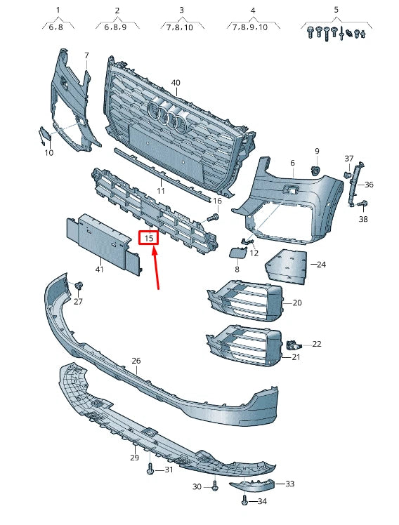 NEW AUDI Q2 GA FRONT LOWER GRILLE 81A807647 4W3 81A8076474W3 ORIGINAL