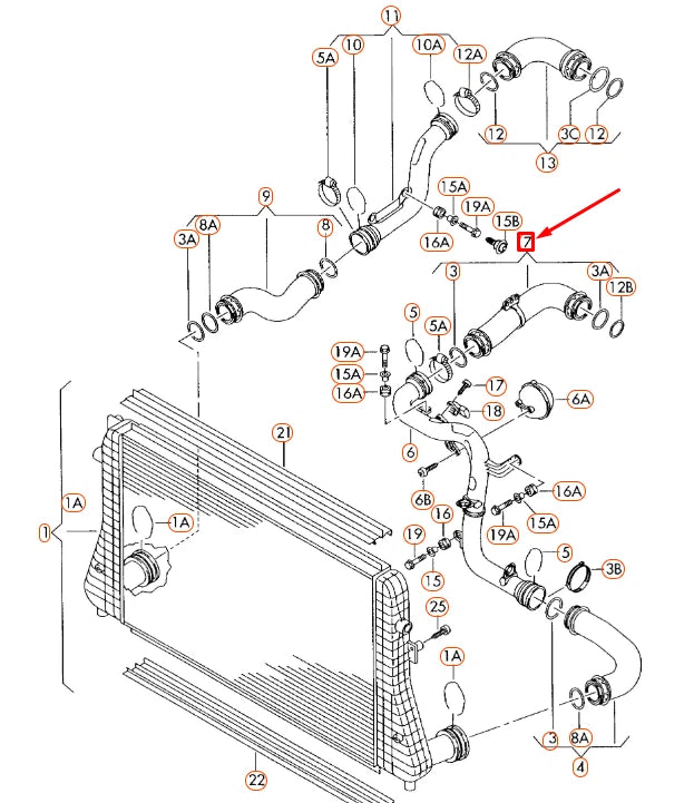NEW AUDI A3 8P CHARGE AIR COOLER FEED PRESSURE TURBO PIPE 3C0145828K ORIGINAL