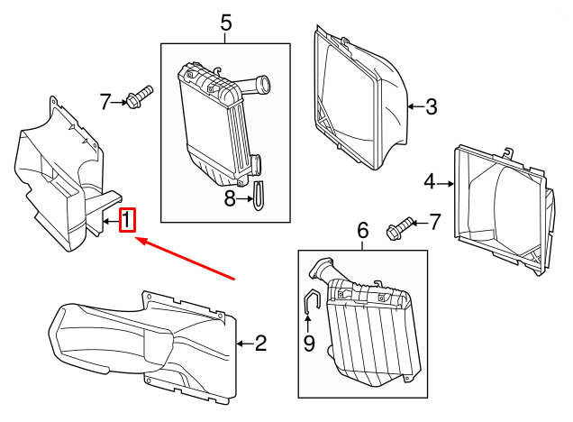 new vw touareg 7p5 air cooler charge right intake duct 7p6117336a original