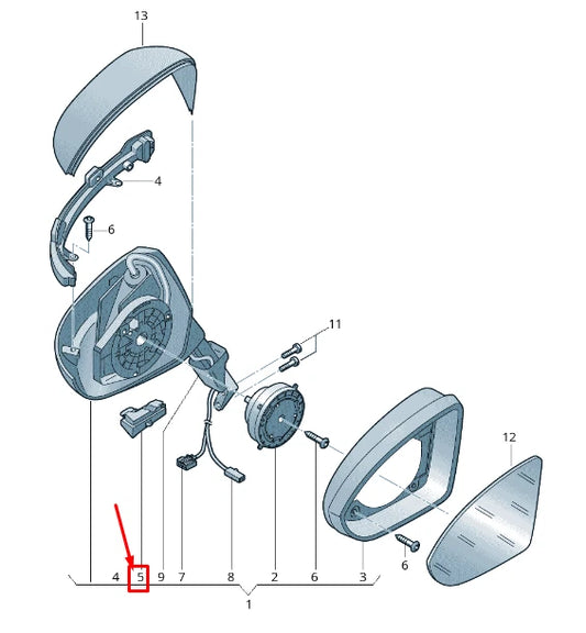 NEW VW TOURAN 5T LEFT MIRROR ENTRY LIGHTING 510945291