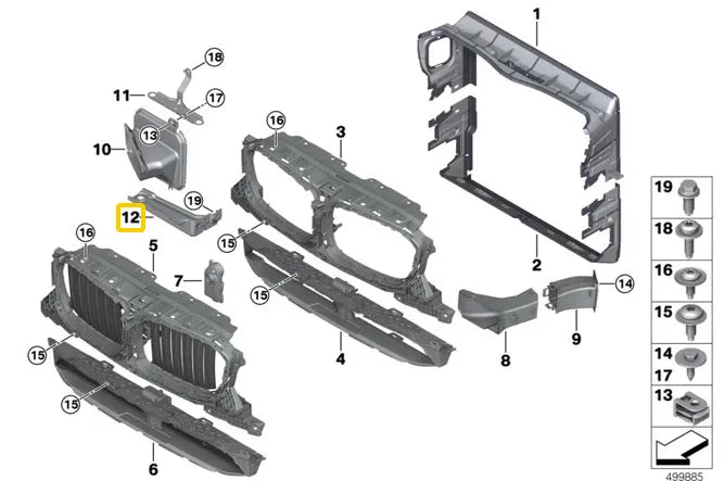 NEW BMW X3 G01 M F97 AUXILIARY RADIATOR RIGHT LOWER HOLDER 51647400118 ORIGINAL