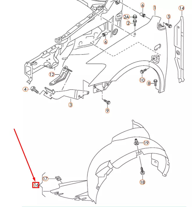 NEW VOLKSWAGEN POLO MK5 6R FRONT LEFT WHEEL HOUSING LINER 6R0809957F ORIGINAL