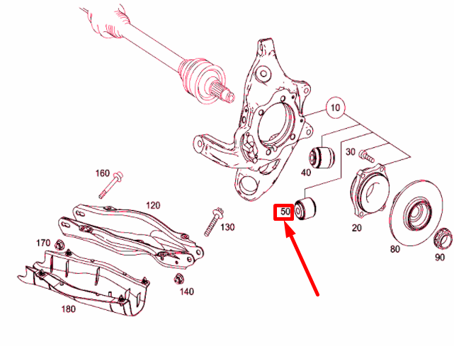 NEW MERCEDES-BENZ C W205 REAR CONTROL ARM BUSHING A2053520508 ORIGINAL
