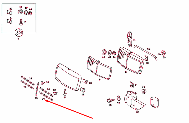 NEW MERCEDES-BENZ 190 W201 RADIATOR GRILLE LEFT MOULDING A2018880585 ORIGINAL