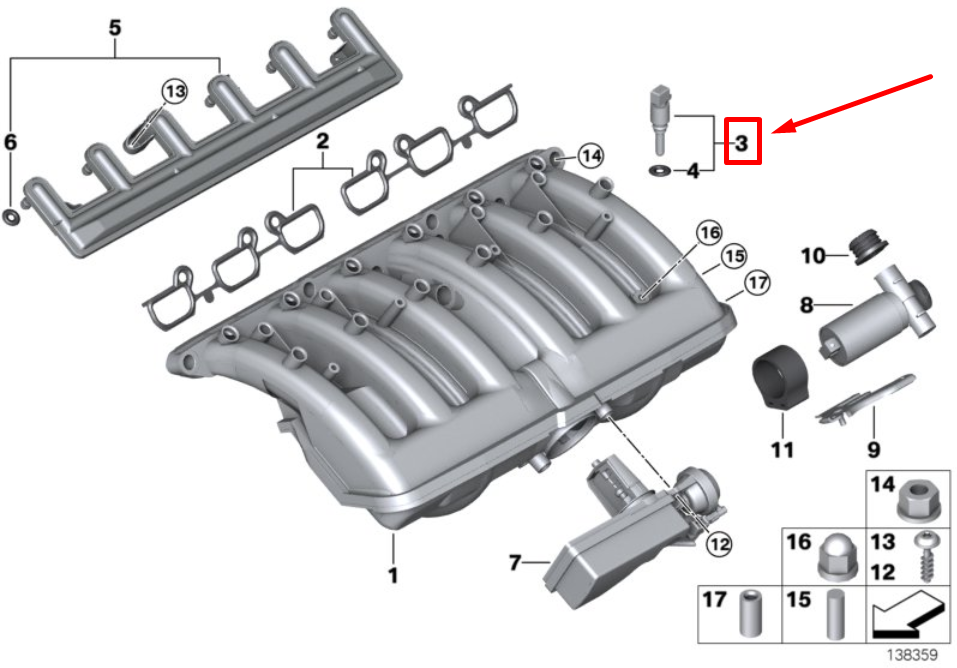 new bmw 5 e60 intake manifold blind plug 7521836 11617521836 original