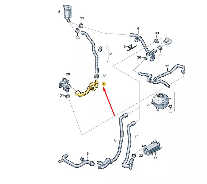 NEW VW TRANSPORTER VI T6 COOLANT HOSE 7E0122157BK