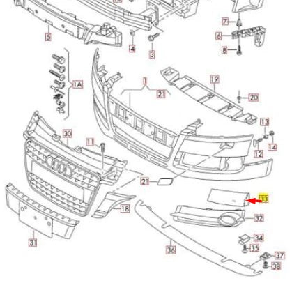 NEW AUDI TT FV3 FRONT LEFT BUMPER FOG LIGHT COVER TRIM 8J0807151B ORIGINAL