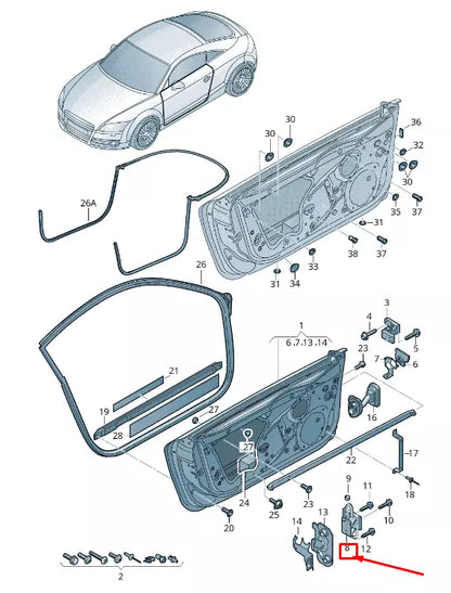NEW AUDI TT 8J FRONT RIGHT LOWER DOOR HINGE 8J0831412