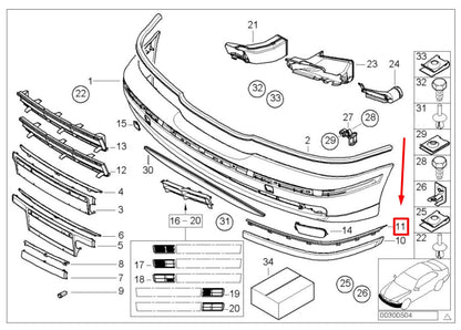 NEW BMW 5 E39 FRONT RIGHT BUMPER MOULDING 8226556 51118226556 ORIGINAL