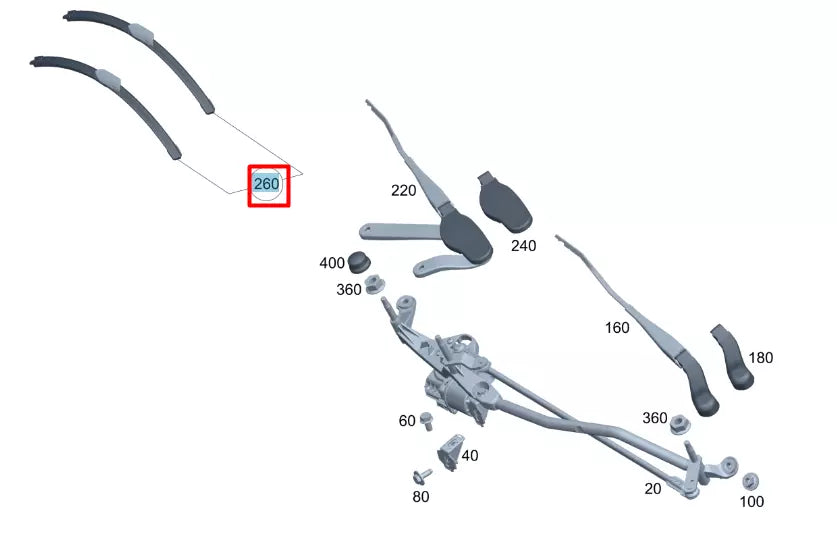 NEW MERCEDES-BENZ C W206 FRONT WINDSHIELD WIPER ARMS SET LHD A2068201500