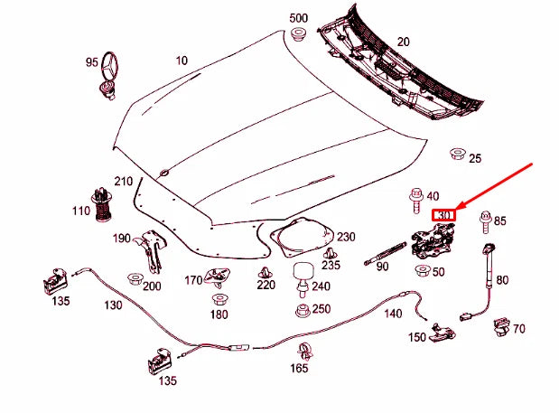 NEW MERCEDES-BENZ S W222 RIGHT ENGINE HOOD HINGE A2228800228