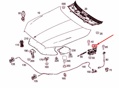 NEW MERCEDES-BENZ S W222 RIGHT ENGINE HOOD HINGE A2228800228