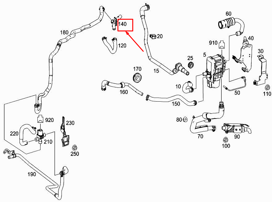 new mercedes-benz ml w166 heating water line hose fitting a1669971959 original