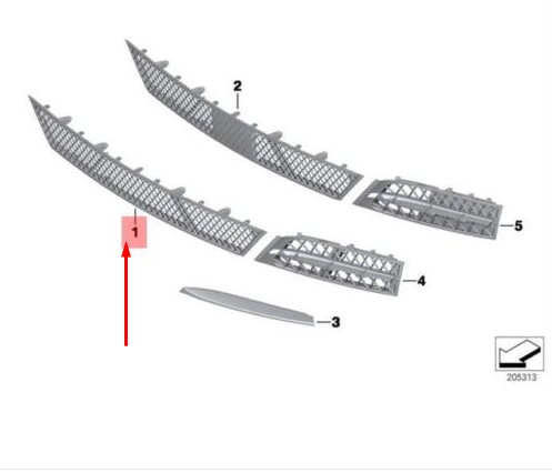 new bmw 5 gran turismo f07 front bumper center grille 51117200729 original