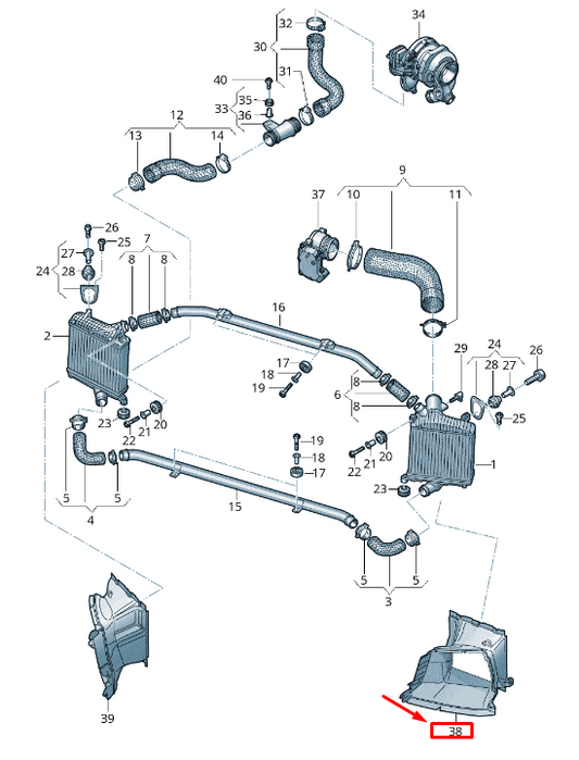 new audi q7 4m left engine charge air cooler air guide 4m0145333b original