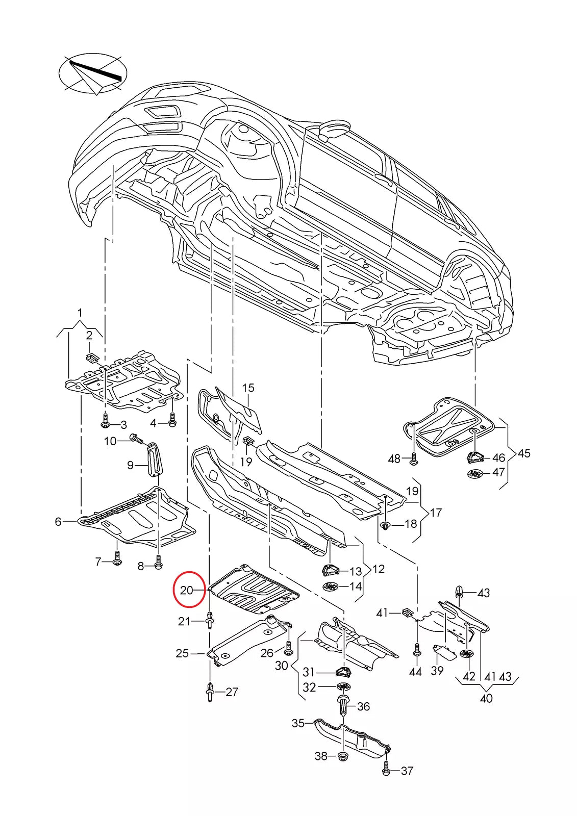 NEW VOLKSWAGEN TIGUAN 5Q ENGINE UNDERTRAY METAL SHIELD 5QA825230