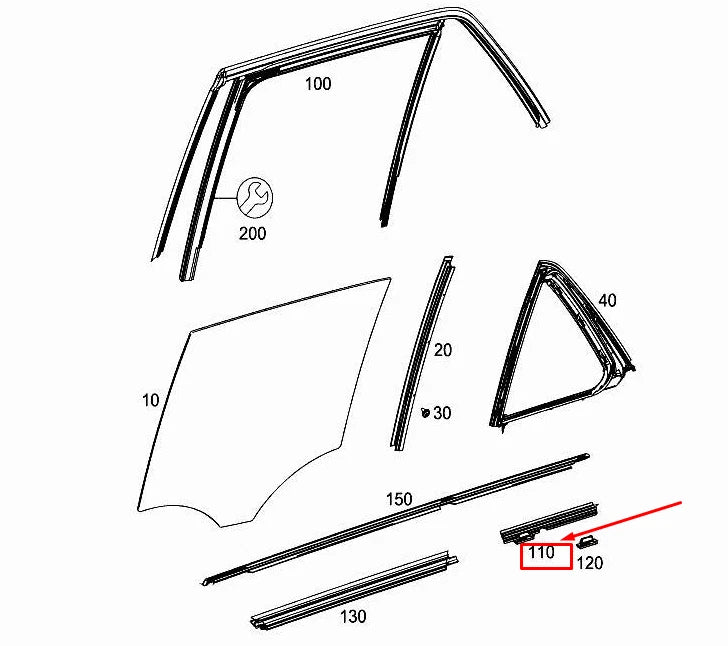 NEW MERCEDES-BENZ ML W166 INSIDE REAR RIGHT SEALING RAIL A1667300224 ORIGINAL