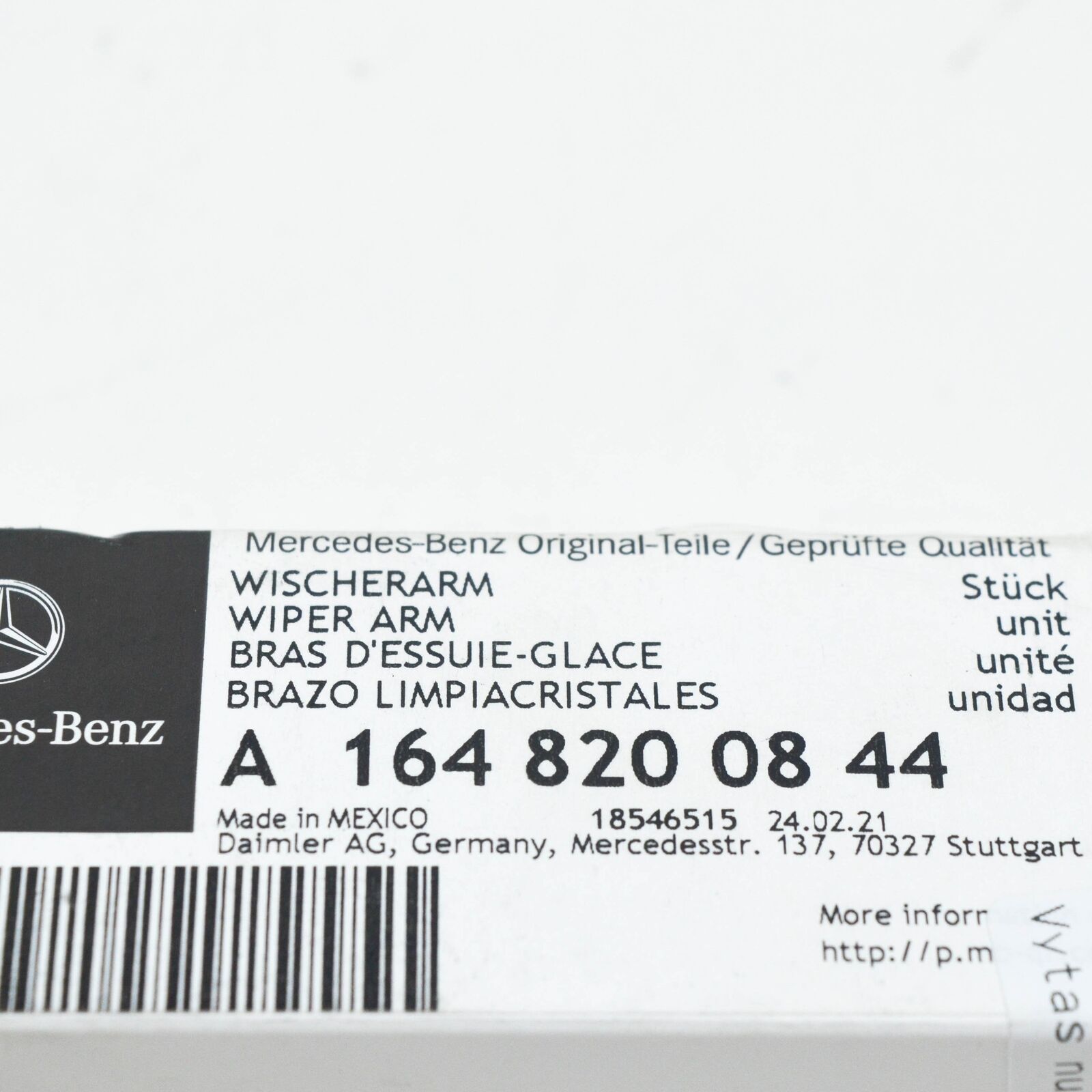 NEW MERCEDES BENZ M W164 REAR WIPER ARM A1648200844 ORIGINAL