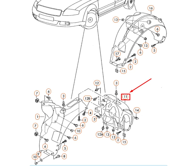 NEW AUDI A8 D3 FRONT LEFT WHEEL HOUSING LINER REAR PART 4E0821191E ORIGINAL