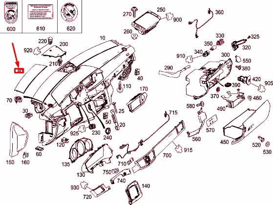 NEW MB E W212 INSTRUMENT PANEL TOP RIGHT COVER A21268038089051 ORIGINAL
