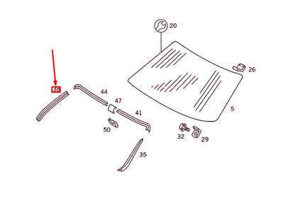 NEW MB S W126 WINDSHIELD RIGHT LATERAL GARNISH MOULDING A1266702822 ORIGINAL