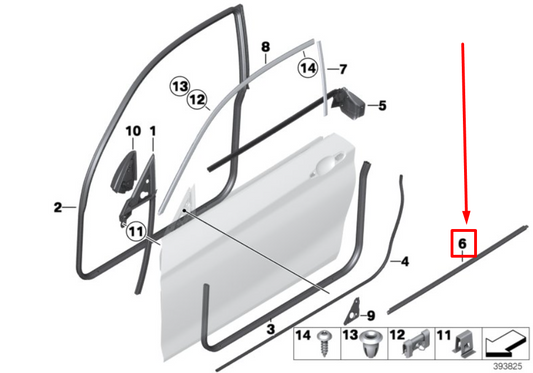 new bmw 2 f22 front right door channel sealing 51337267904 7267904 original