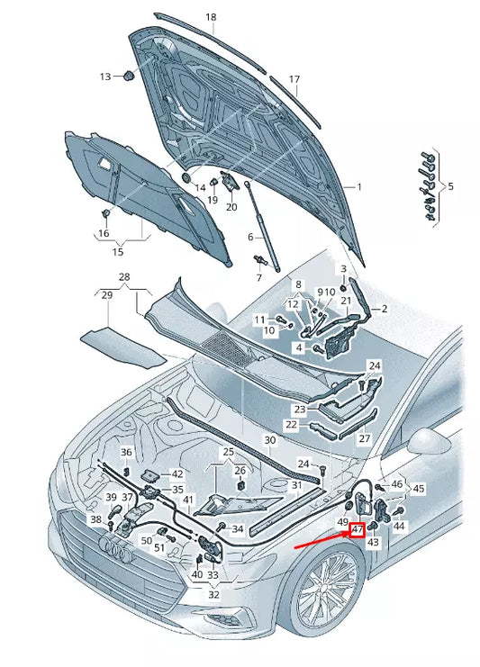 NEW AUDI E-TRON GEN BONNET RELEASE HANDLE RHD 4K2823533C4PK