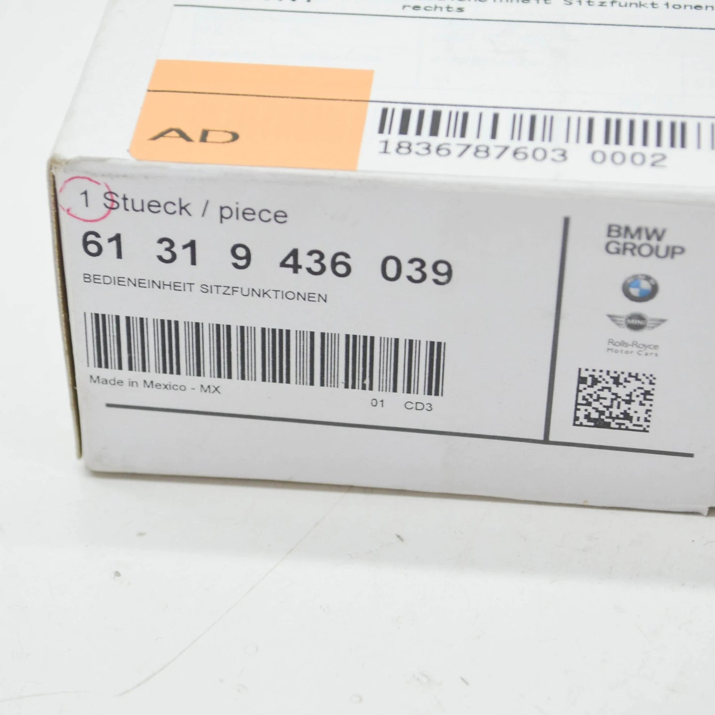 NEW BMW X5 G05 RIGHT SEAT CONTROL BUTTON SWITCH PANEL LHD 61319436039 ORIGINAL