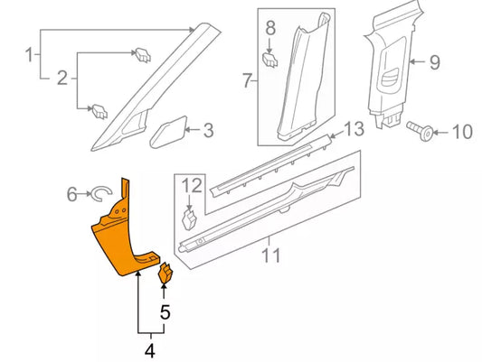 NEW AUDI A3 8P LEFT LOWER A PILLAR TRIM 8P0867271C4PK ORIGINAL