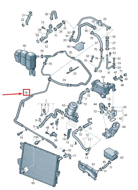 NEW VW TOUAREG 7P ENGINE COOLANT HOSE 7P6122447AD